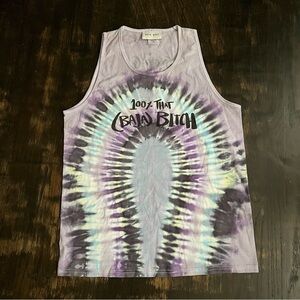 Baja East Purple and Gray Tie Dye 100% Cotton Tank Top sz 2 Baja B
